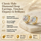 🔥 LAST DAY 90% OFF : Classic Halo Diamond Huggie Hoop Earrings – Timeless Elegance & Secure Brilliance