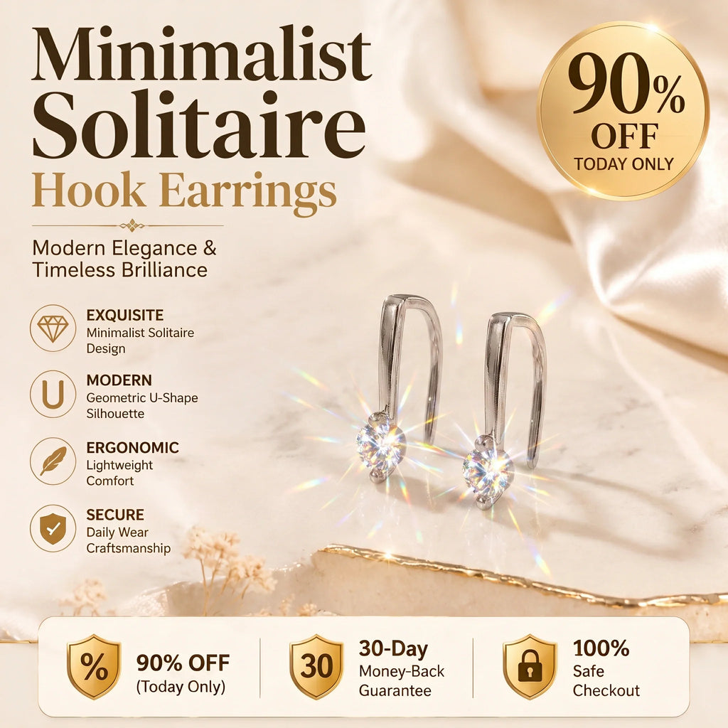 🔥 LAST DAY 90% OFF : Minimalist Solitaire U-Shape Hook Earrings – Easy-On Comfort & Timeless Brilliance