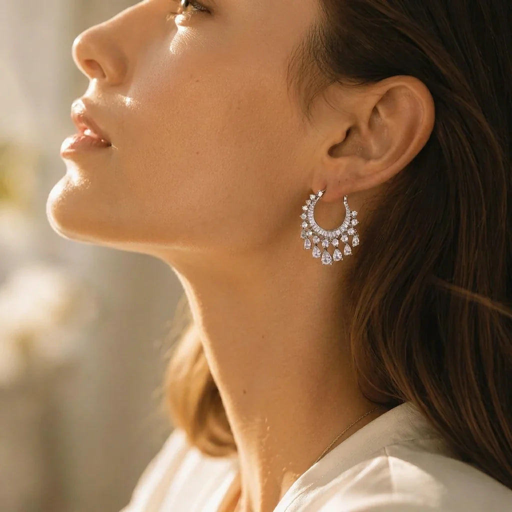 🔥 LAST DAY 90% OFF : The Viral Cascading Moissanite Teardrop Hoops