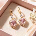 🔥 LAST DAY 90% OFF : Radiant Pink Heart Charm Drop Earrings – Captivating Sparkle & Featherlight Elegance
