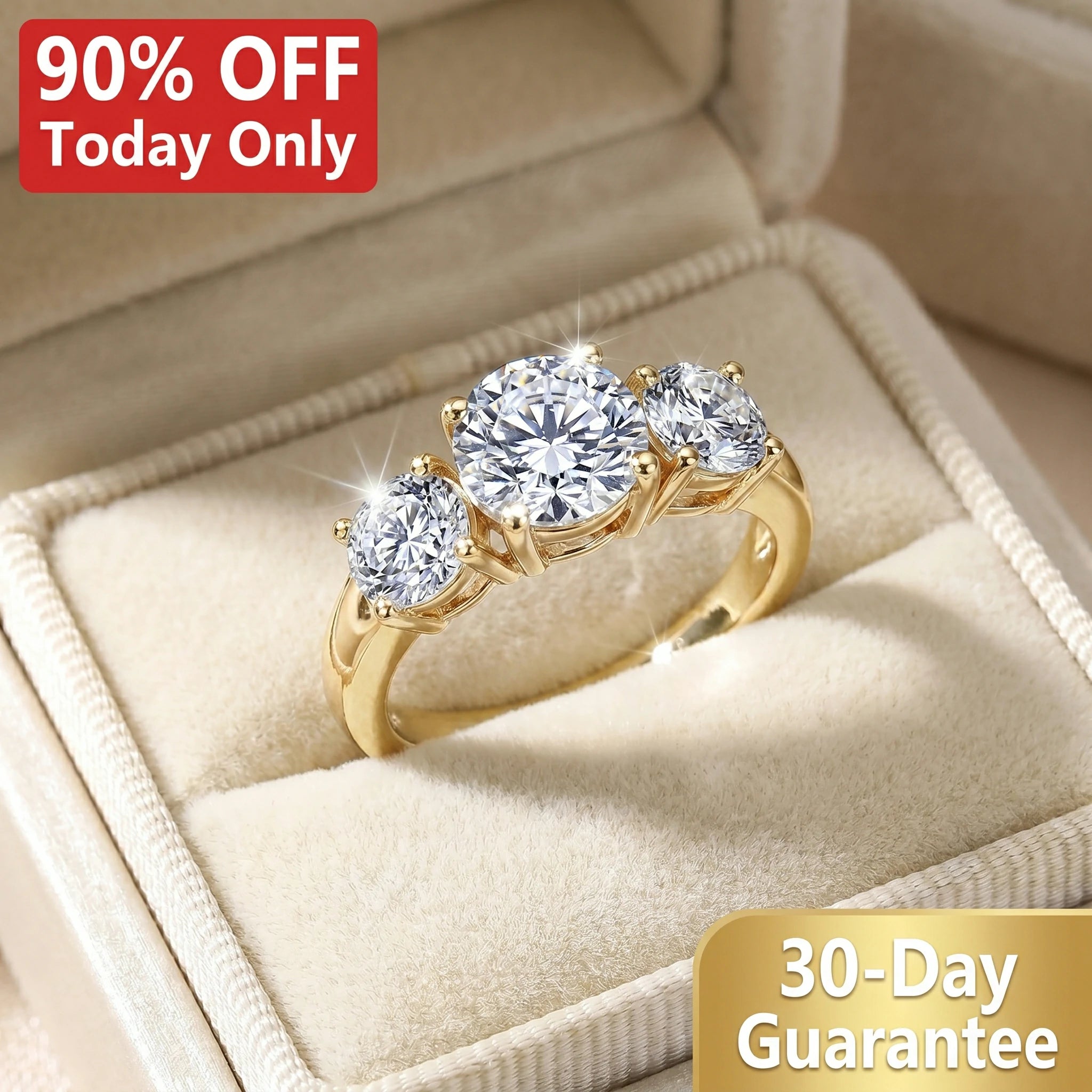 🔥 LAST DAY 90% OFF: Precision Hearts & Arrows Travel-Safe Flawless D-Color Moissanite 1.5CT Signature Stack Ring Set in 14K Gold Plated 925 Silver