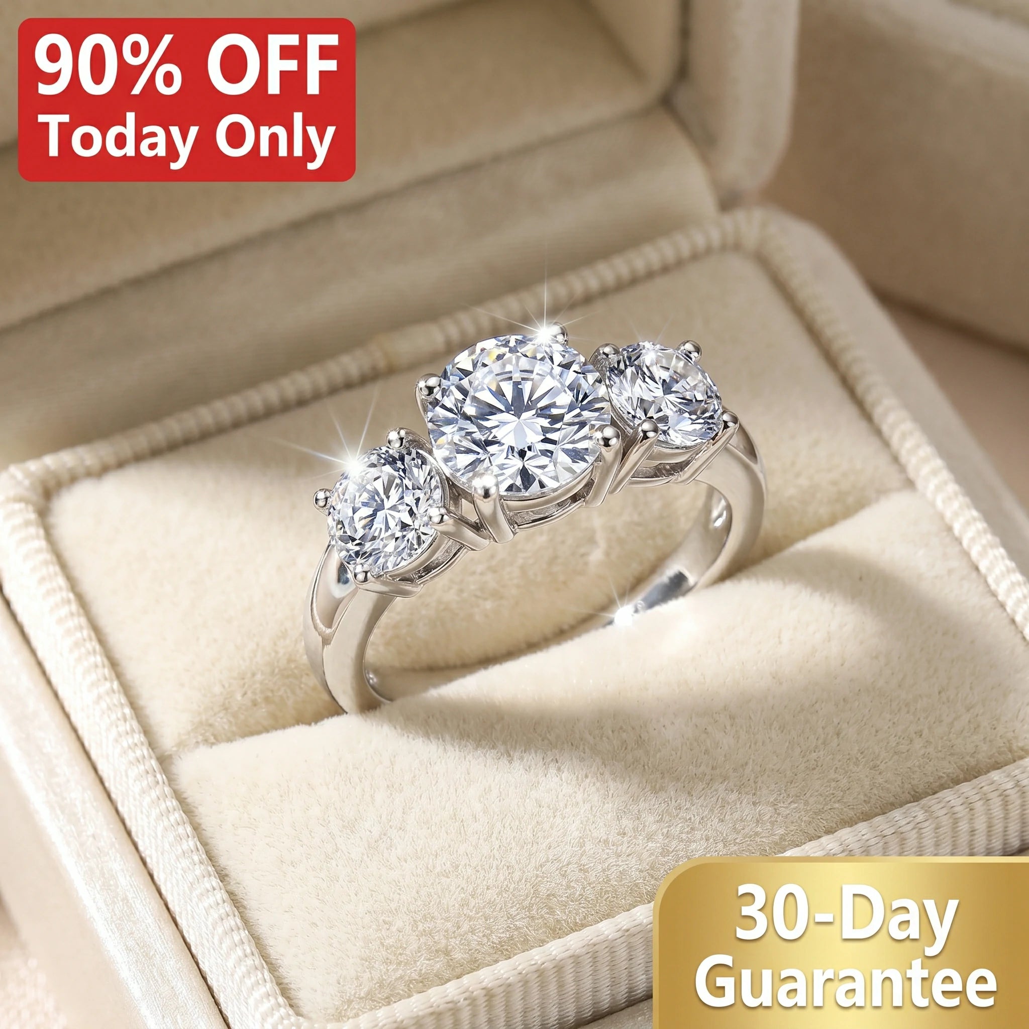 🔥 LAST DAY 90% OFF: Precision Hearts & Arrows Travel-Safe Flawless D-Color Moissanite 1.5CT Signature Stack Ring Set in 14K Gold Plated 925 Silver