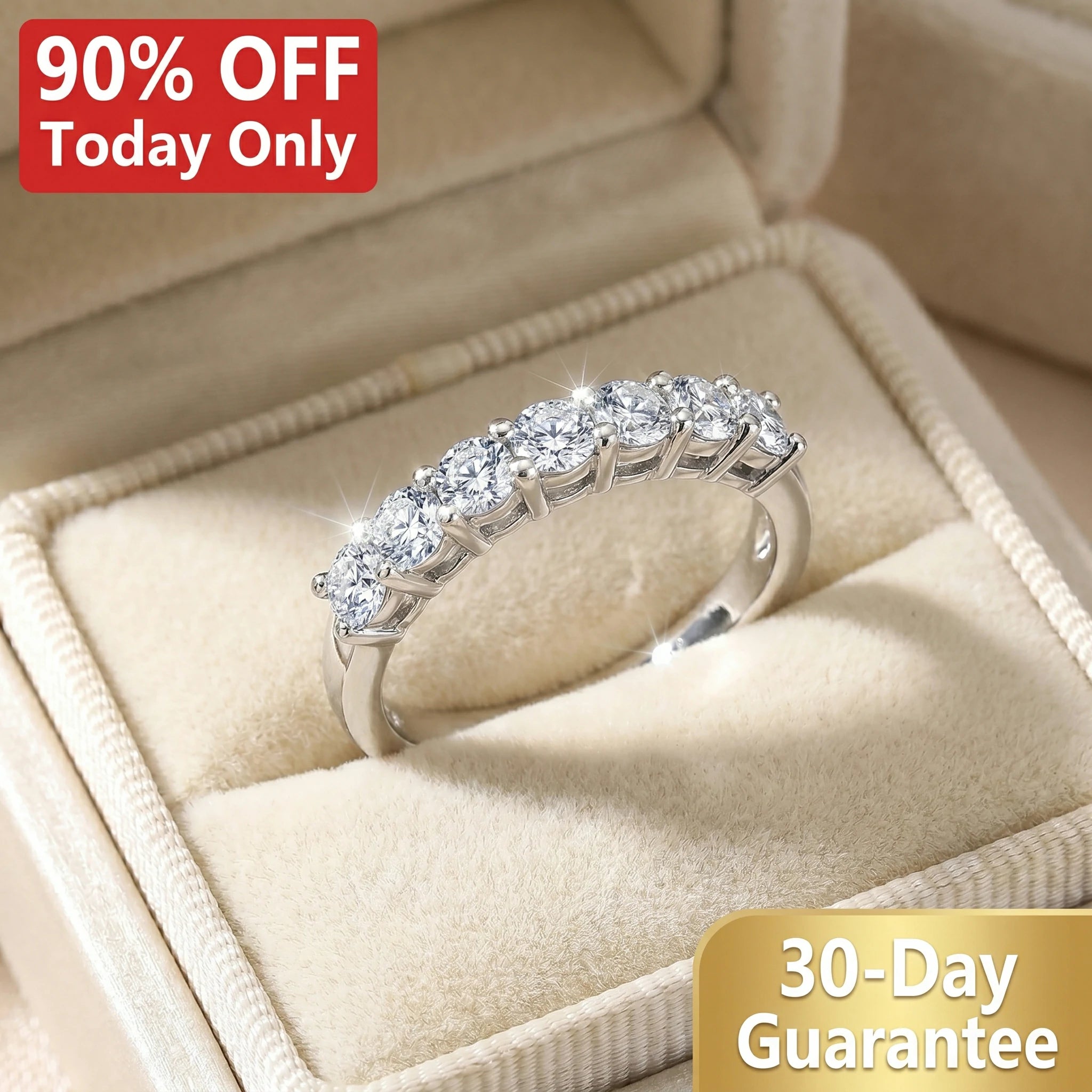 🔥 LAST DAY 90% OFF: Precision Hearts & Arrows Travel-Safe Flawless D-Color Moissanite 1.5CT Signature Stack Ring Set in 14K Gold Plated 925 Silver
