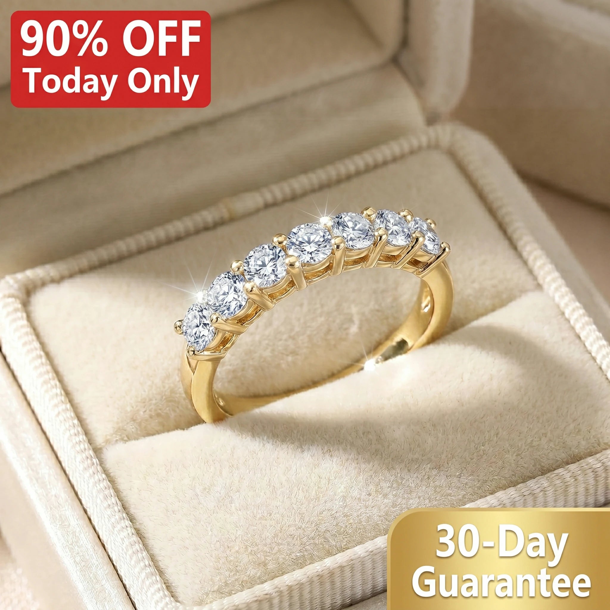 🔥 LAST DAY 90% OFF: Precision Hearts & Arrows Travel-Safe Flawless D-Color Moissanite 1.5CT Signature Stack Ring Set in 14K Gold Plated 925 Silver
