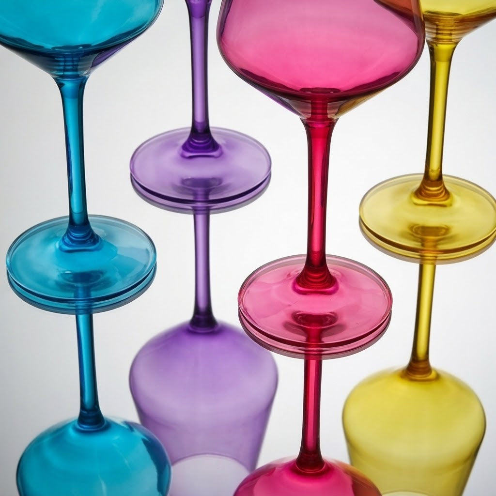 Vibrant Geometric Colored Wine Glass Set - Assorted 4-Piece Collection