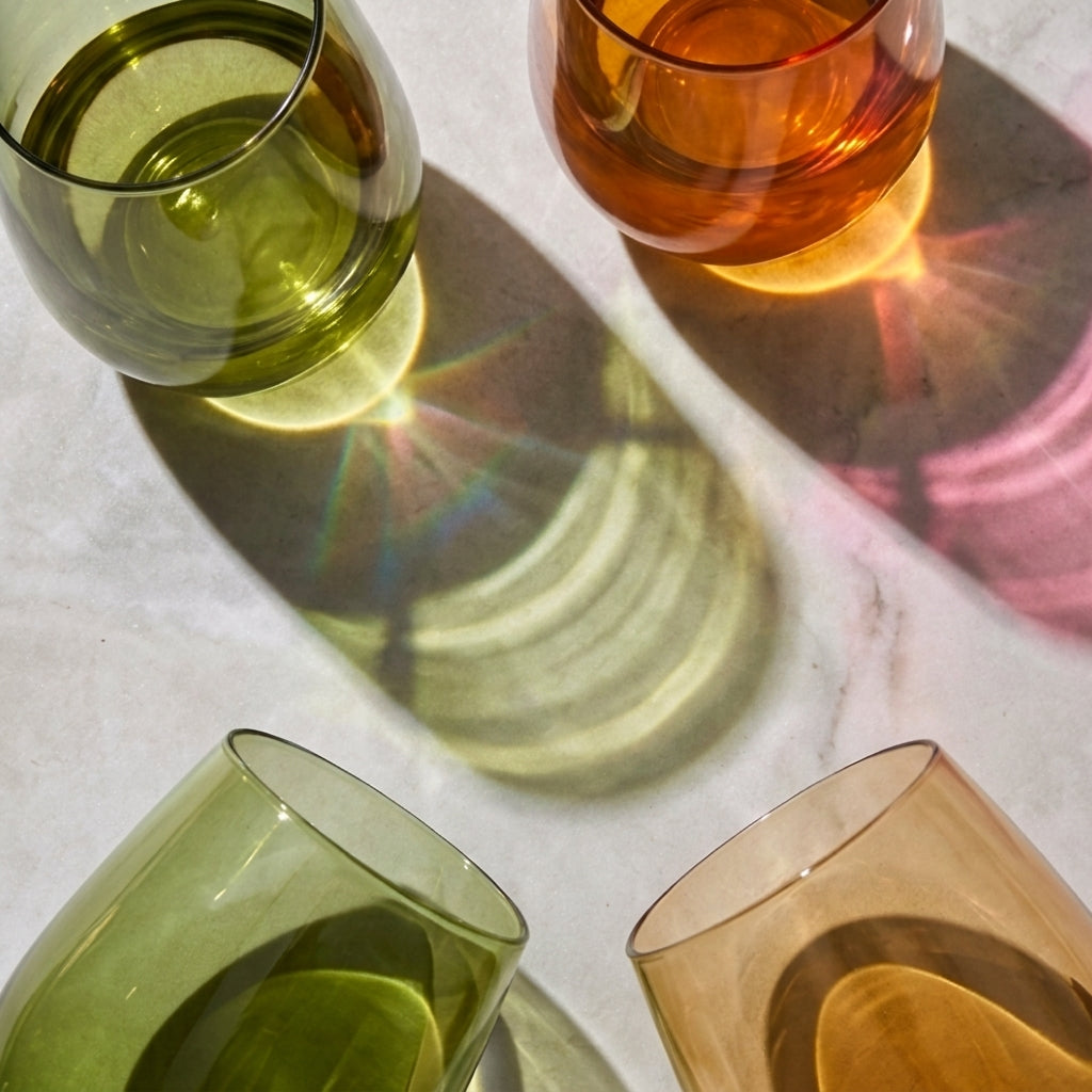 Vibrant Stemless Wine Tumblers - Set of 4