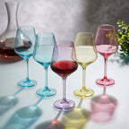 Modern Pastel Angular Wine Glass Set - Assorted 6-Color Collection