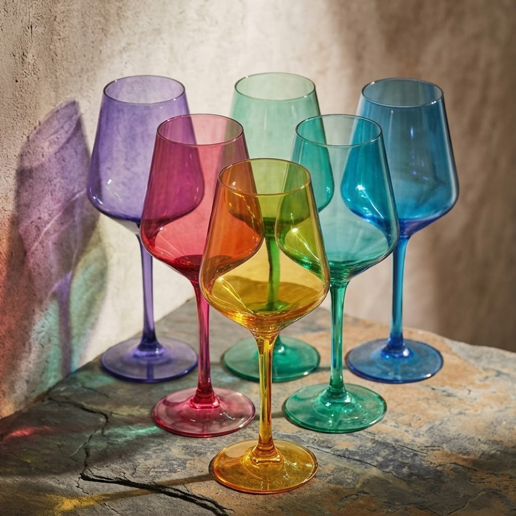 Modern Prism Colored Wine Glasses - Set of 6