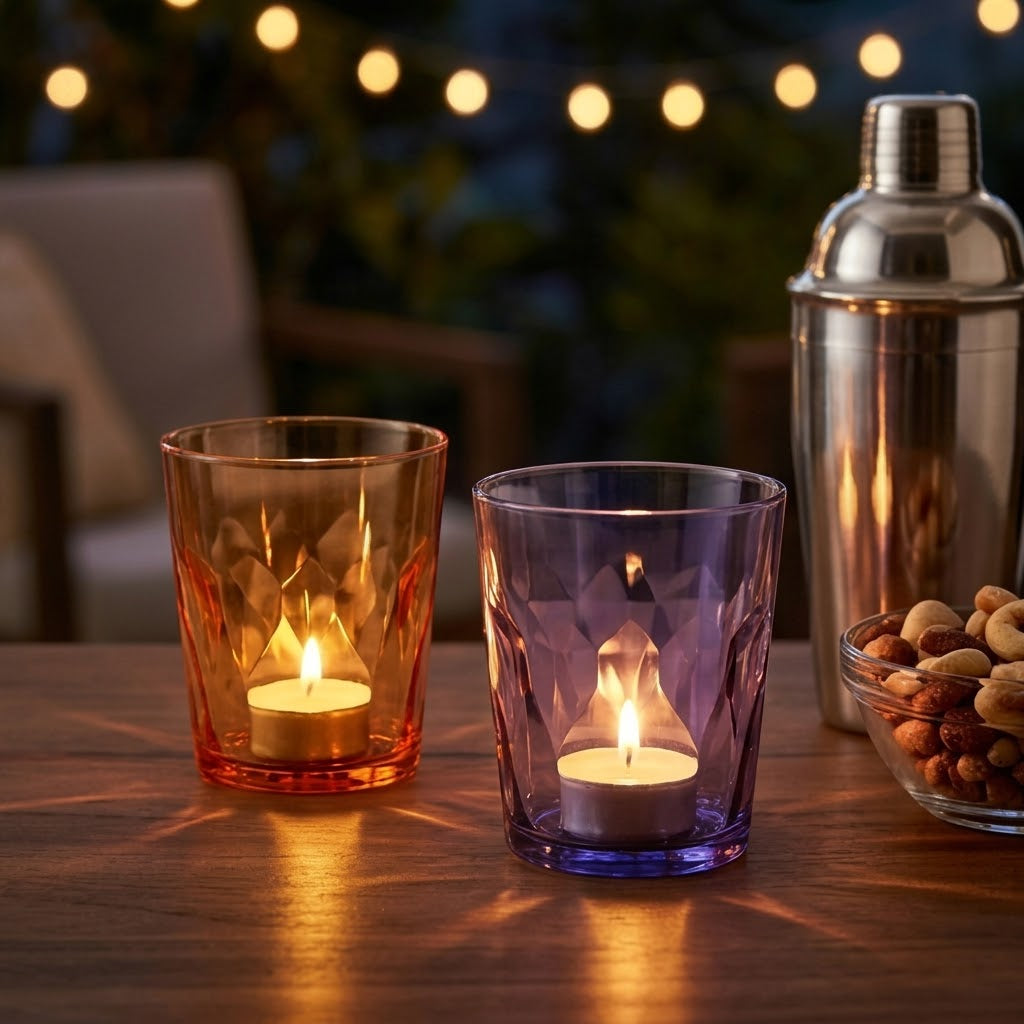 Vibrant Faceted Jewel Tumbler Set - Assorted 6-Color Collection