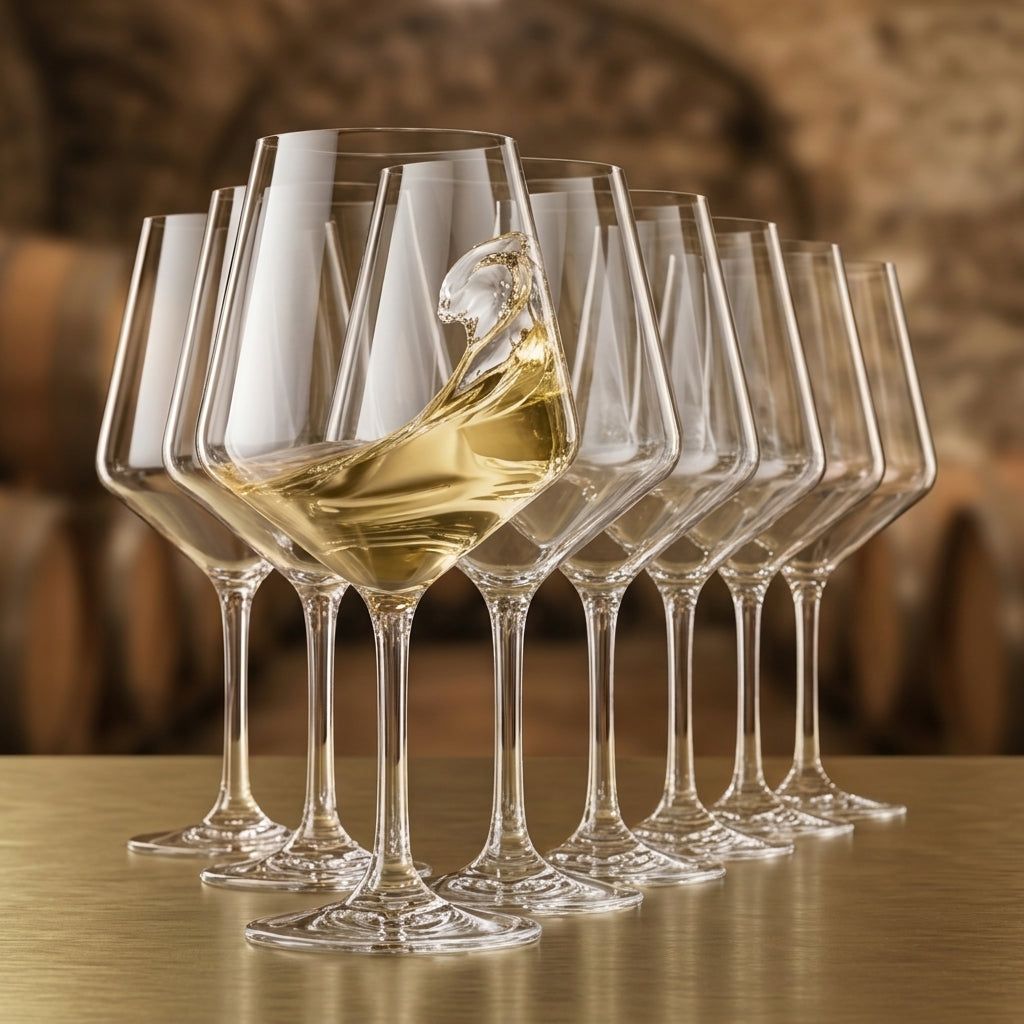 Contemporary Geometric Clear Wine Glass Set - 6 Piece Collection