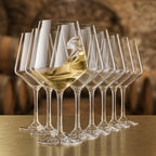 Contemporary Geometric Clear Wine Glass Set - 6 Piece Collection