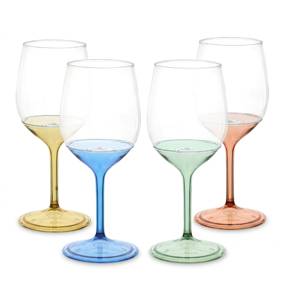 Elegant Color-Stemmed Wine Glasses - Set of 4