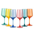 Vibrant Rainbow Stemmed Wine Glass Set - Assorted 6-Color Collection
