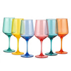 Vibrant Rainbow Stemmed Wine Glass Set - Assorted 6-Color Collection