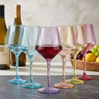 Modern Pastel Angular Wine Glass Set - Assorted 6-Color Collection
