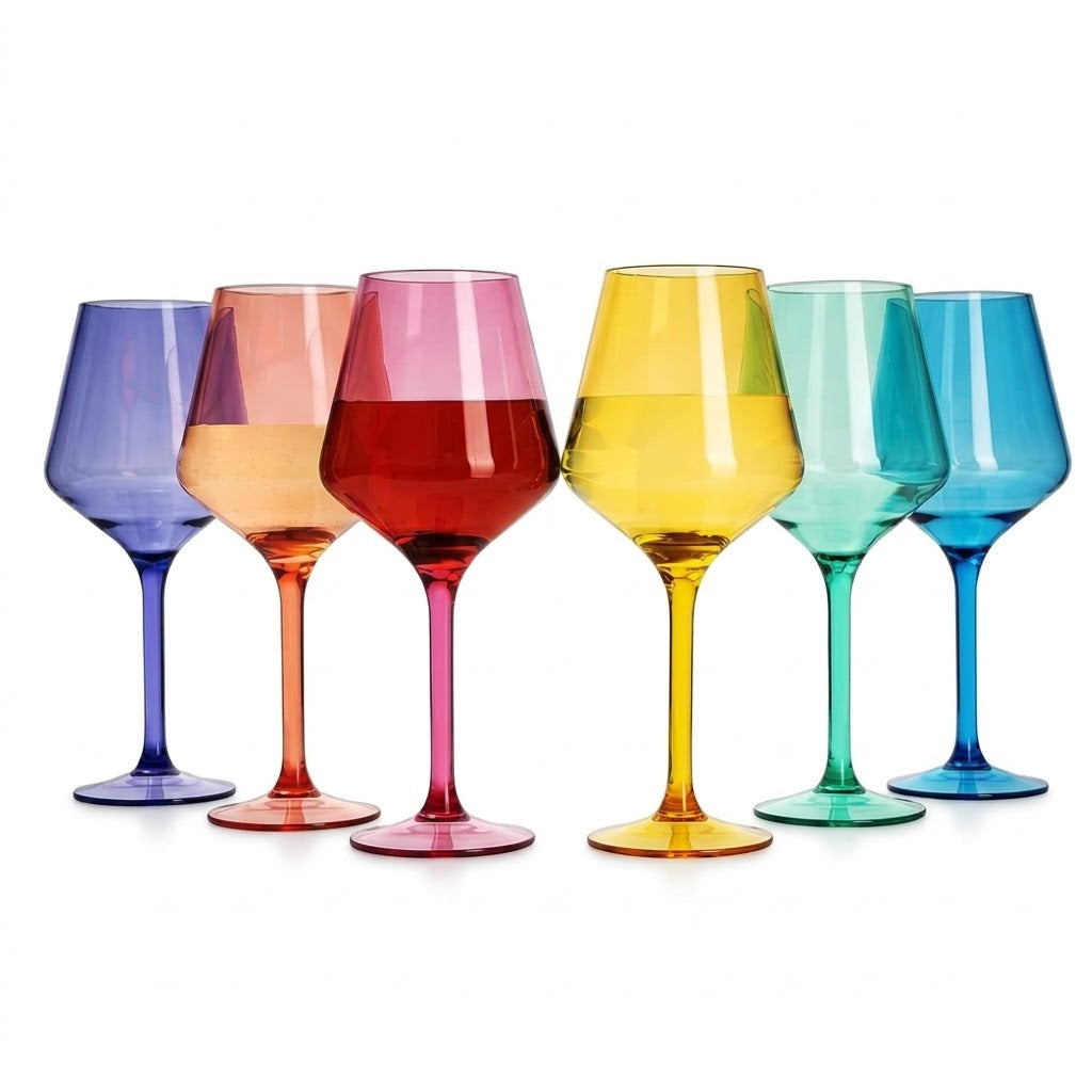 Modern Prism Colored Wine Glasses - Set of 6