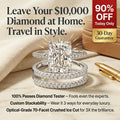 🔥 LAST DAY 90% OFF: Optical-Grade Travel-Safe Flawless Moissanite 2-4CT Radiant Stackable Ring Set in S925 & 14K Gold