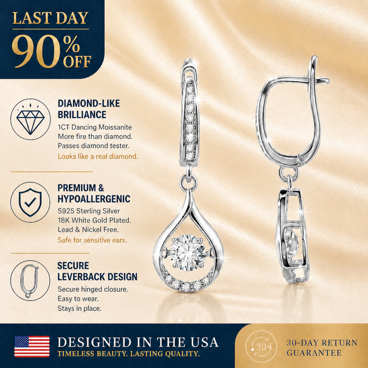 🔥 LAST DAY 90% OFF:1-Carat "Dancing" Moissanite Earrings – The Pure S925 Comfort & Sparkle You Deserve💎